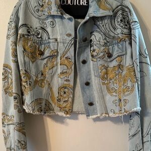 Women's Blue and Gold Denim Jacket